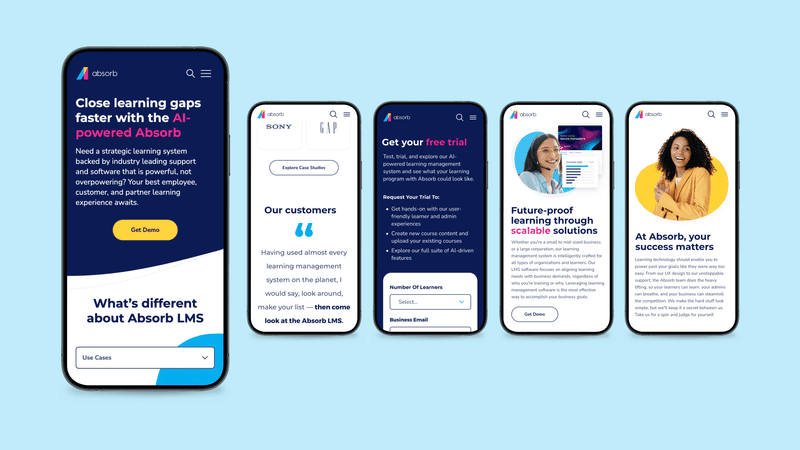 Absorb Software website mockup