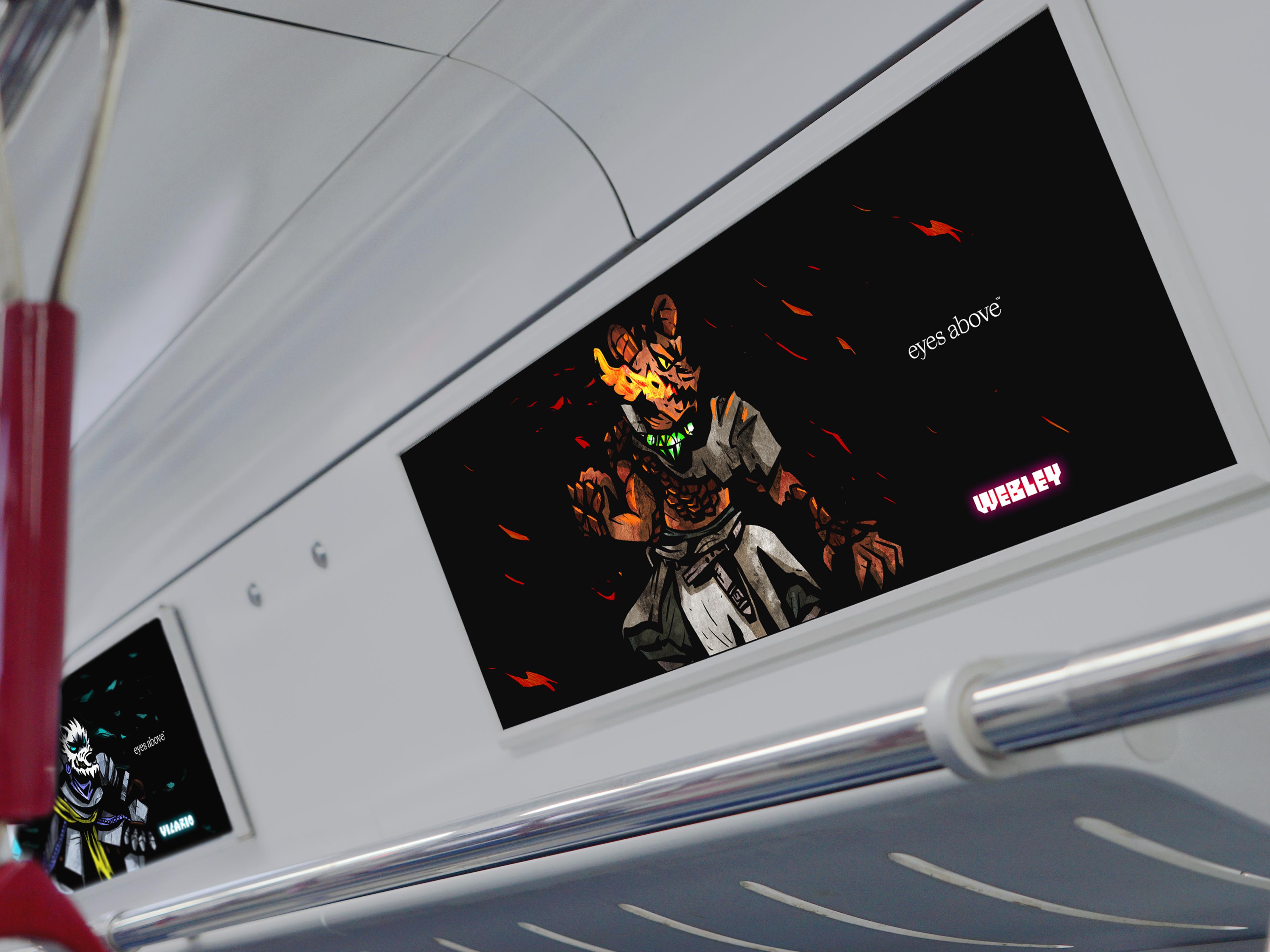 Eyes Above train car advertisement