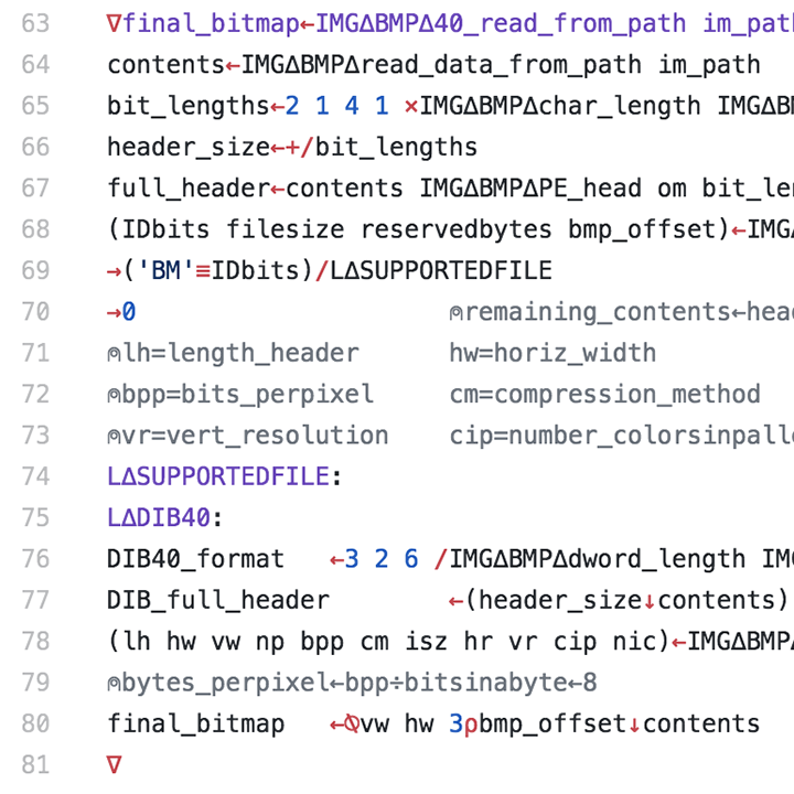 APL code sample for DOL report generation