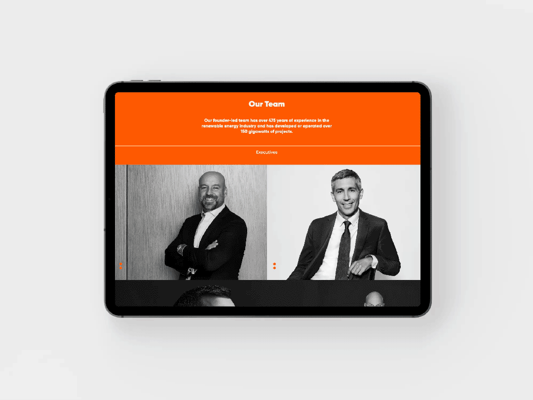 MN8 Energy website design on iPad