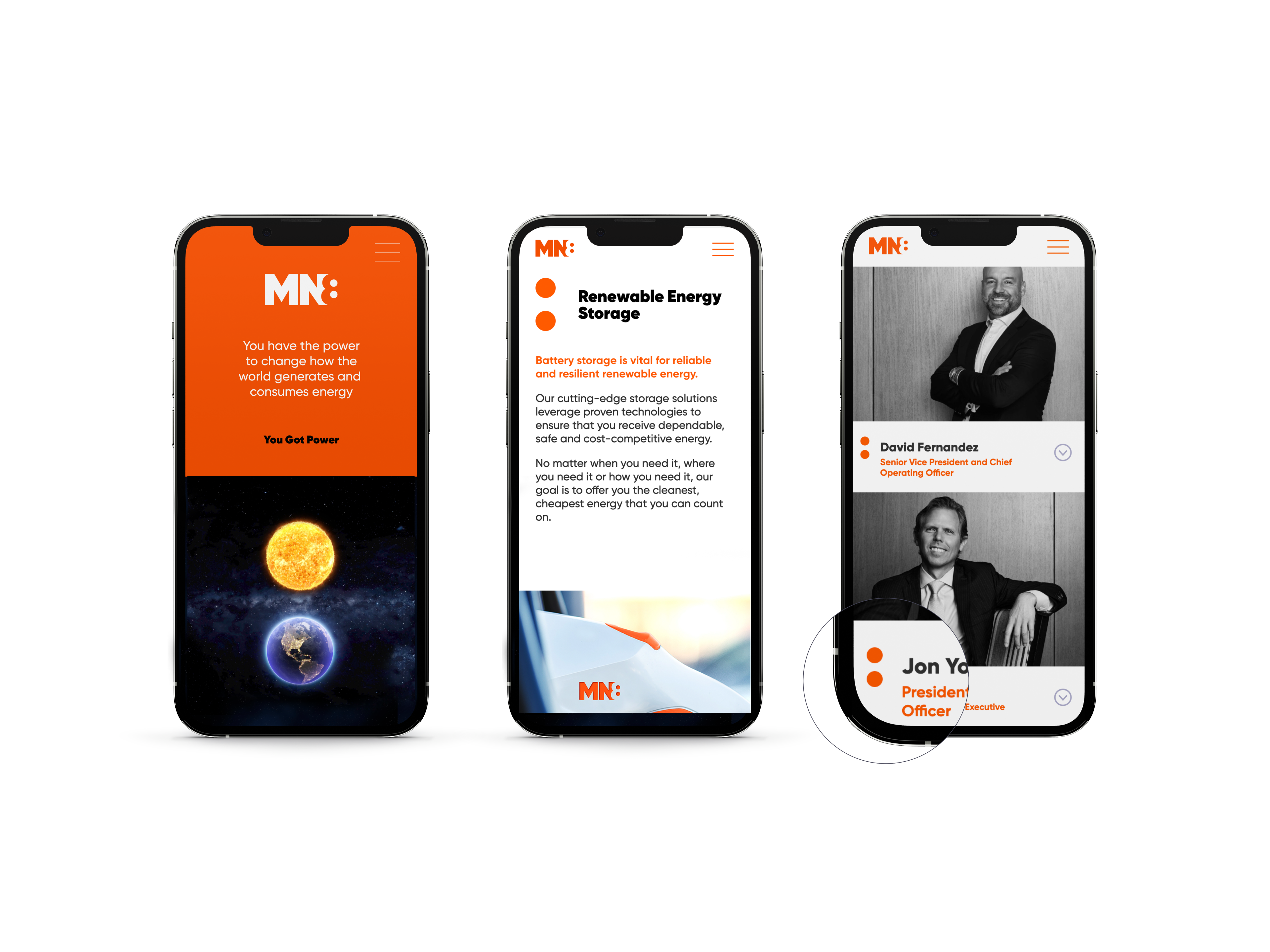 MN8 Energy mobile website design